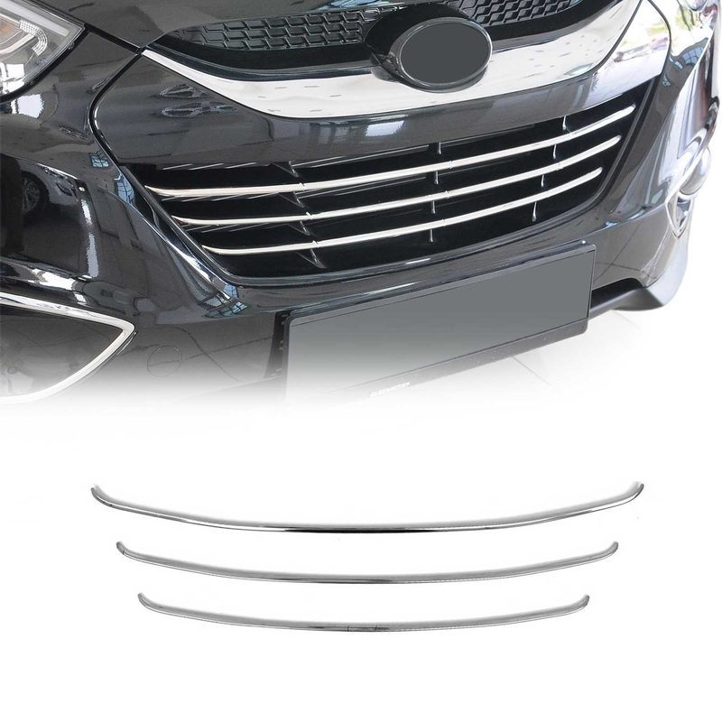 2010-2015 Hyundai Tucson Front Bumper Grill Trim Molding Stainless Steel Silver 3 Pcs
