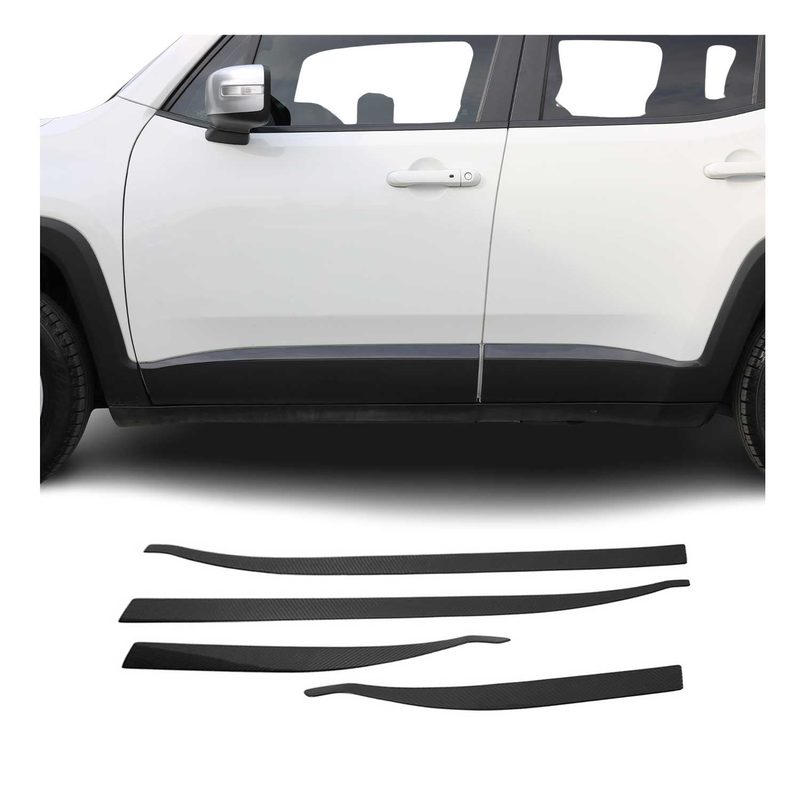 2015-2024 Jeep Renegade Side Door Molding Trim Skirt Garnish Carbon Fiber 4x