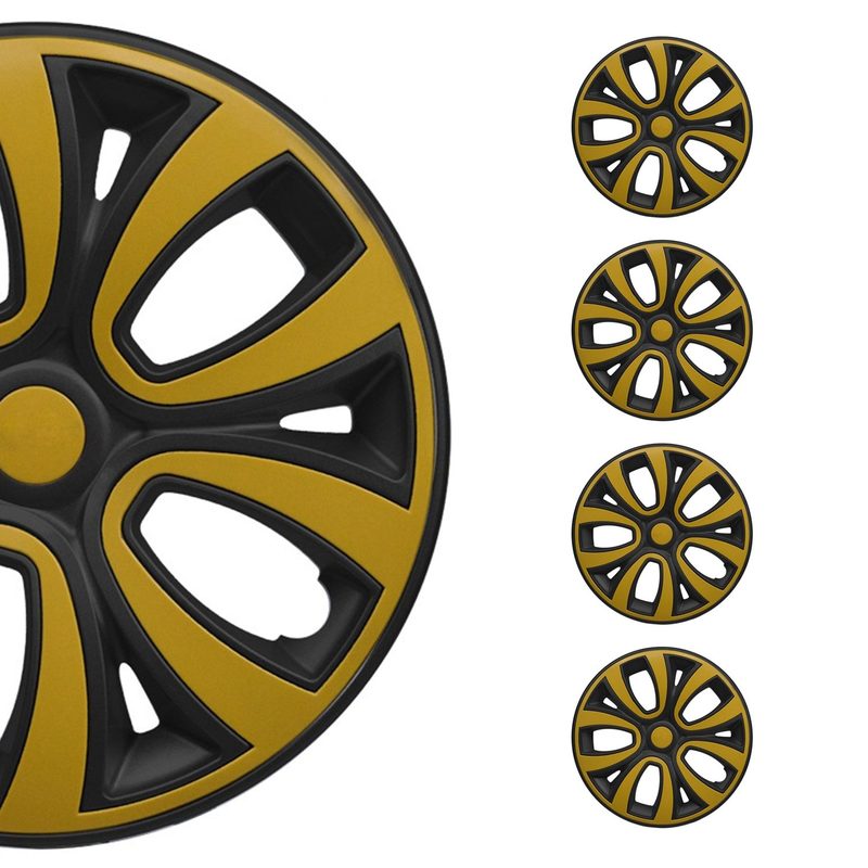 ColorFlex Hub Caps Wheel Cover 14" Black Matt & Yellow Full Set 4 pcs.