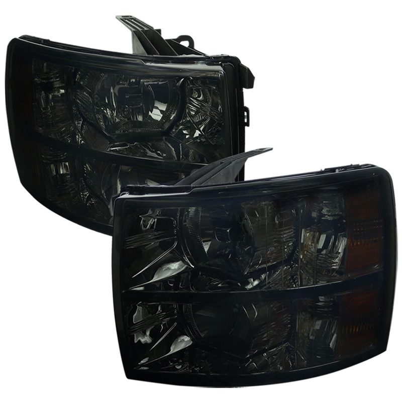 2007-2013 Chevy Silverado 1500/ 2500HD 3500HD Factory Headlights Smoke/Chrome