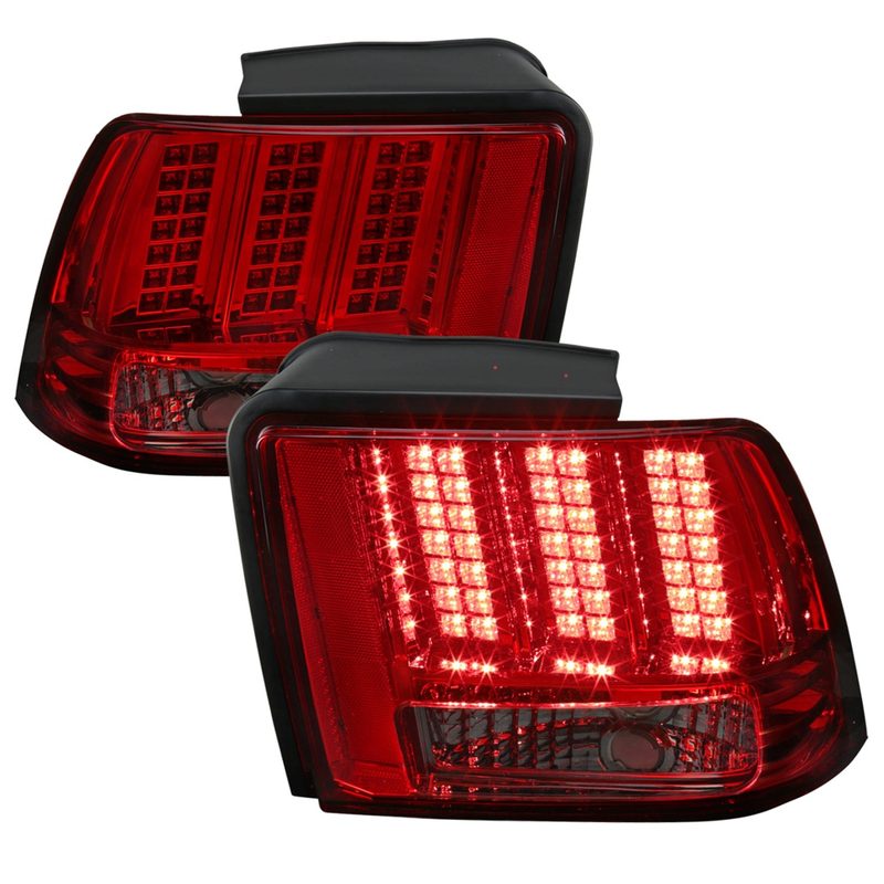 1999-2004 Ford Mustang Sequential LED Tail Lights - RS Chrome/Red Smoke Lens