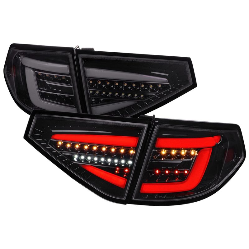 2008-2014 Subaru Impreza WRX HB LED Tube Tail Lights Glossy Black/Dark Smoke