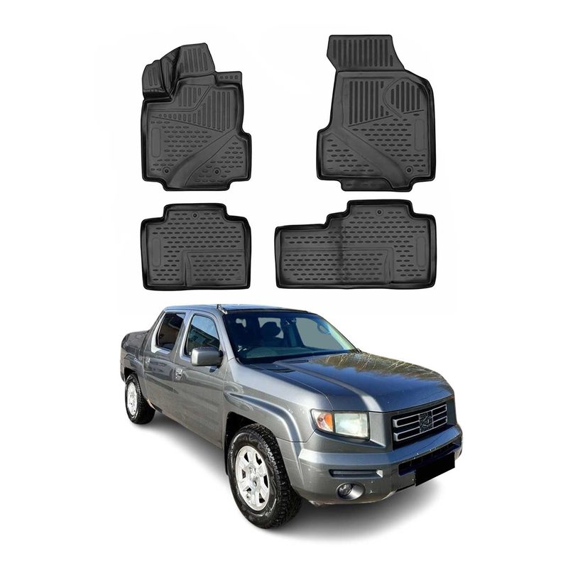 2006-2014 Honda Ridgeline Floor Mats Liners Full Set All Weather Black