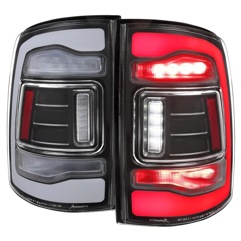 2013-2018 RAM 1500/2500/3500 Signal LED Tail Lights Matt Black/Clear