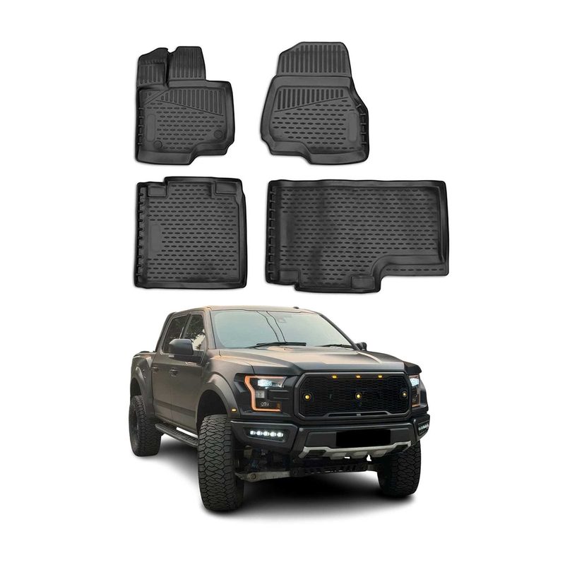 2015-2020 Ford F-150 SuperCrew Extended Cab Floor Mats Liners Full Set All Weather
