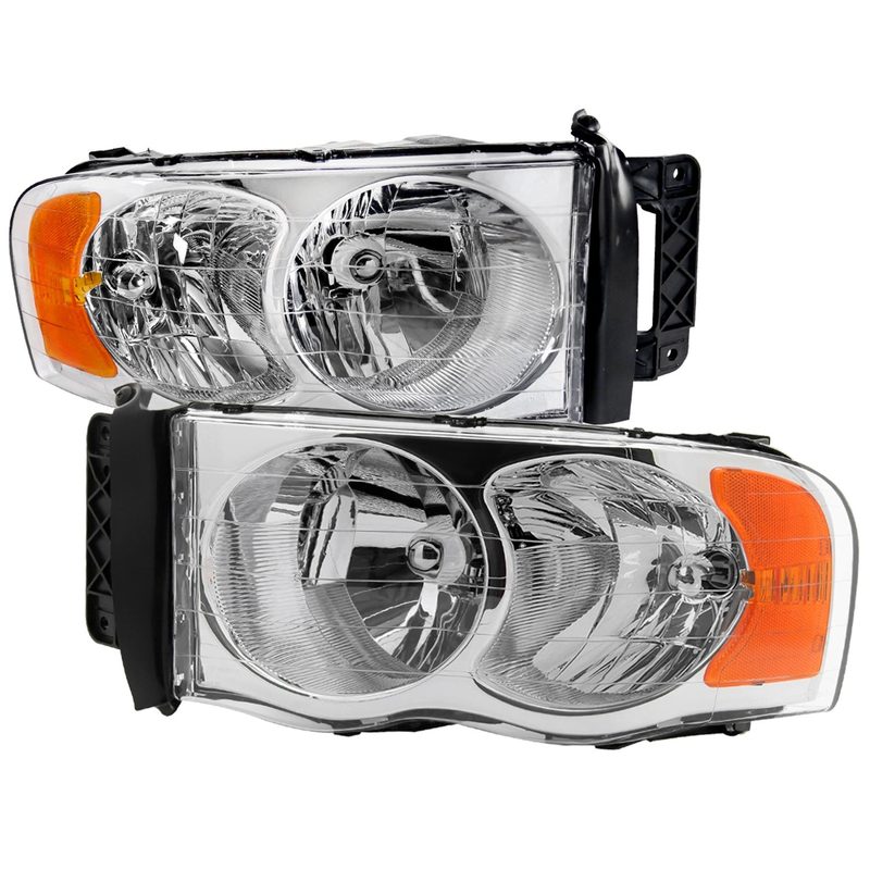2002-2005 Dodge RAM 1500 2500 3500 Factory Headlights Chrome/Clear