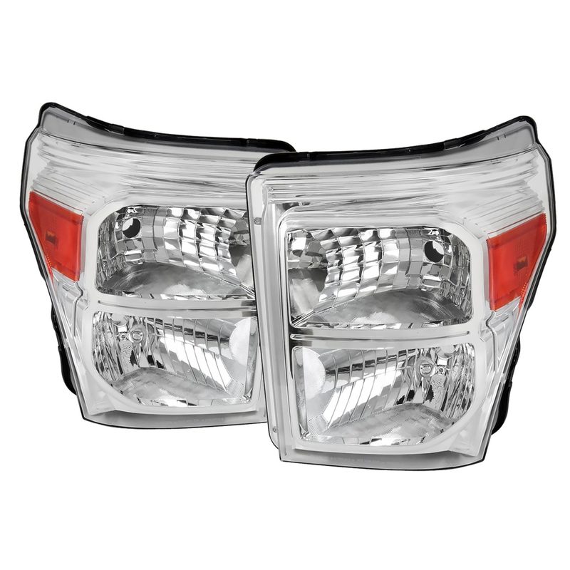 2011-2016 Ford F-250/350/450/550 Super Duty Factory Headlights Amber / Chrome