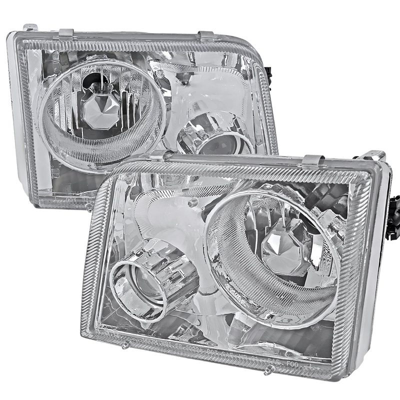1993-1997 Ford Ranger Headlights Integrated H3 Projector Fog Light Chrome