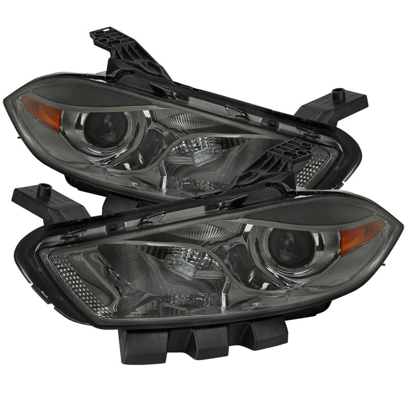 2013-2016 Dodge Dart Factory Headlights w/Projector High/Low Beam Chrome/Smoke