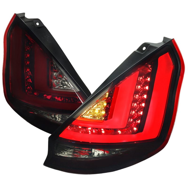 2011-2013 Ford Fiesta Hatchback LED Tail Lights Chrome/Red Smoke Lens