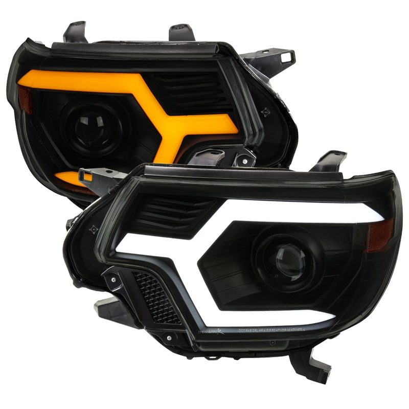 2012-2015 Toyota Tacoma Sequential LED Bar Projector Headlights Matt Smoke