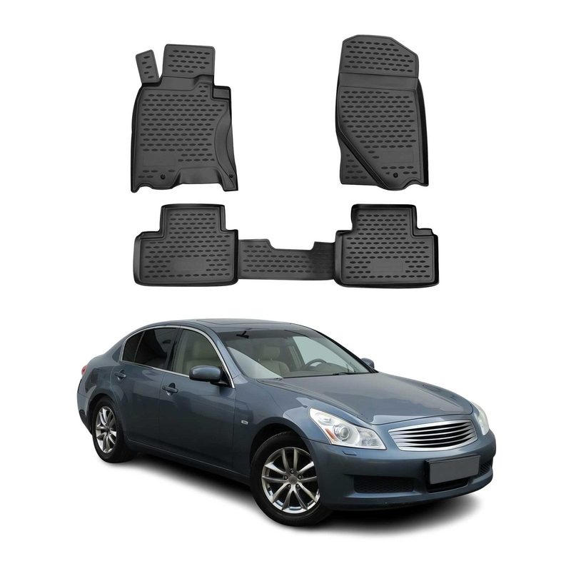 2007-2008 Infiniti G35 G35X Floor Mats Liners Full Set All Weather Black