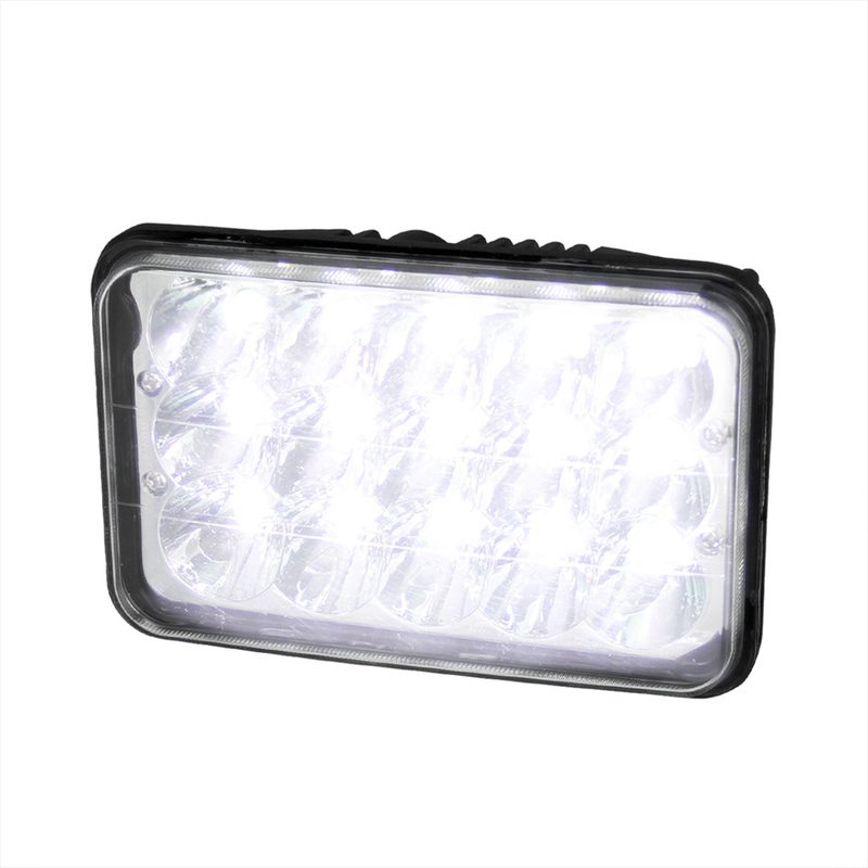 Universal 4"x6" 15-LED Sealed Beam Headlights w/ H4 Plug Black Alu Housing/PMMA