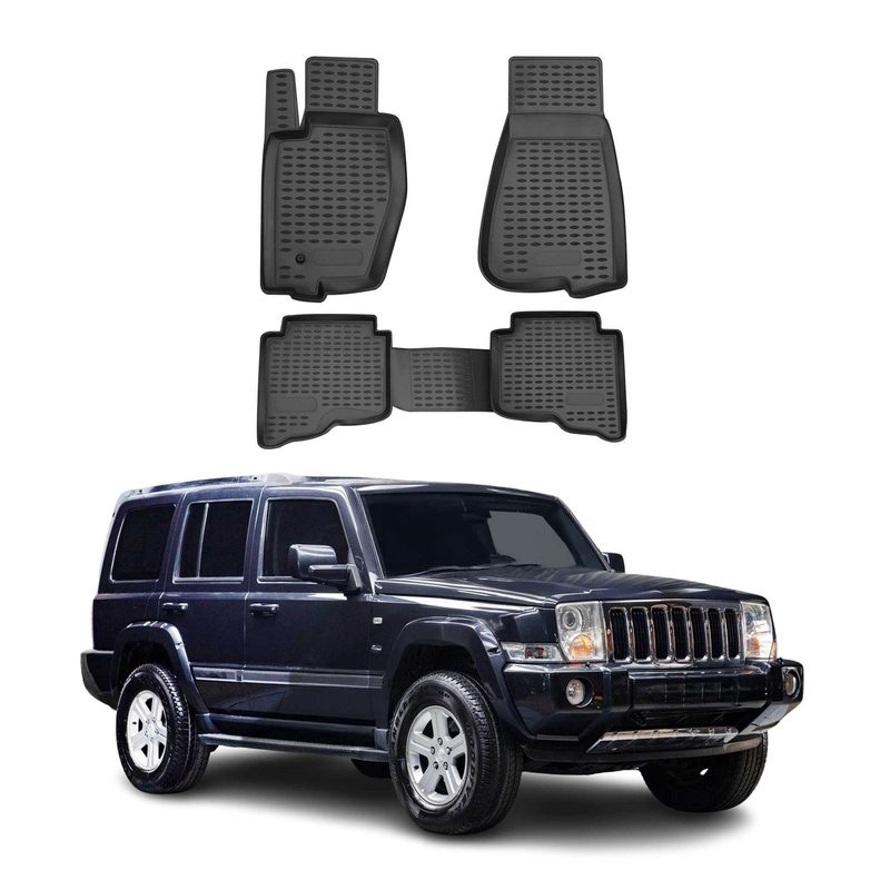 2005-2010 Jeep Commander Floor Mats Liners Full Set All Weather Black
