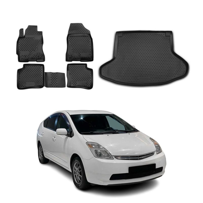 2003-2009 Toyota Prius Floor Mats & Cargo Liner Full Set All Weather Black
