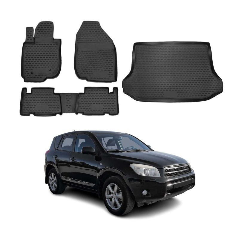 2006-2012 Toyota RAV4 Floor Mats & Cargo Liner Full Set All Weather Black