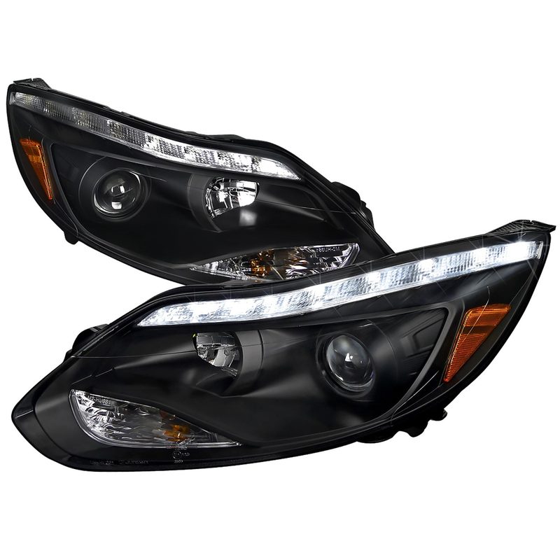 2012-2014 Ford Focus Projector Headlights LED Light & LED Signal Lights Black