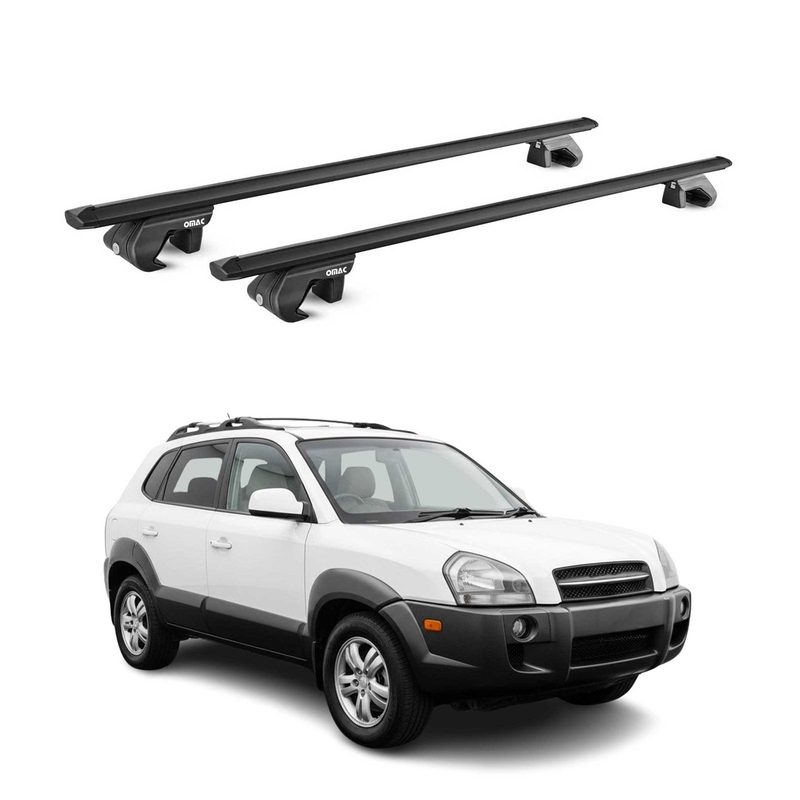 Roof Rack Luggage Carrier for Hyundai Tucson I 2005-2009 Aluminium Black 2Pcs