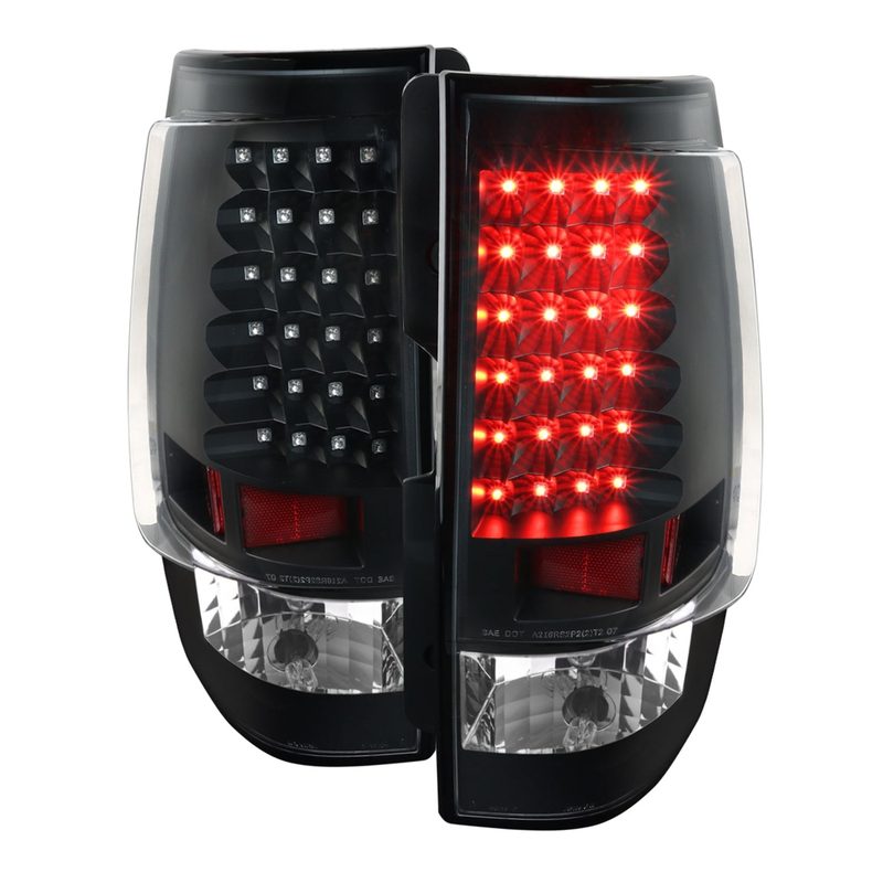 2007-2014 Chevy Tahoe/Suburban LED Tail Lights Matte Black/Clear Lens