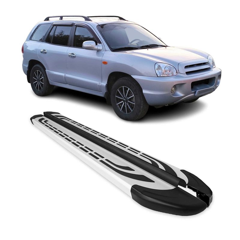 2007-2012 Hyundai Santa Fe Running Boards Side Steps Silver