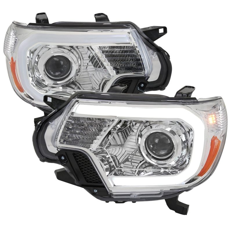 2012-2015 Toyota Tacoma LED CBar Projector Headlights LED Parking Light Chrome