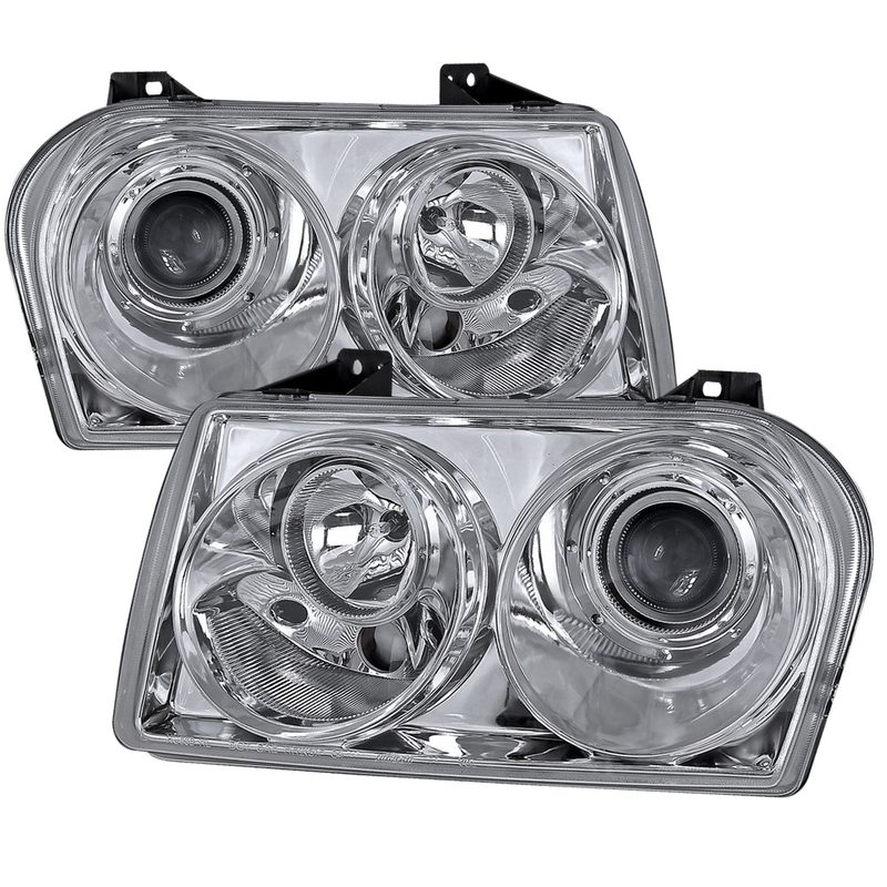 2005-2010 Chrysler 300 Base/LX/Touring Projector Headlights Chrome/Clear Lens
