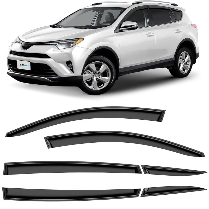 Clim Art Wind Deflectors for Toyota RAV4 2013-2018 Tape-On Dark Smoke 6Pcs