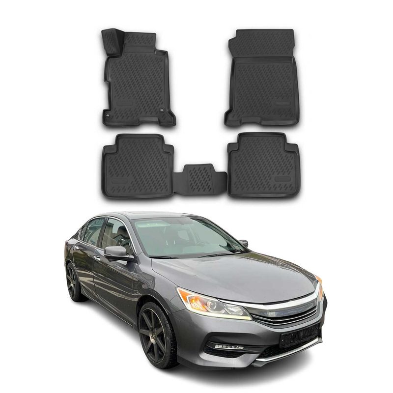 2013-2017 Honda Accord Floor Mats Liners Full Set All Weather Black
