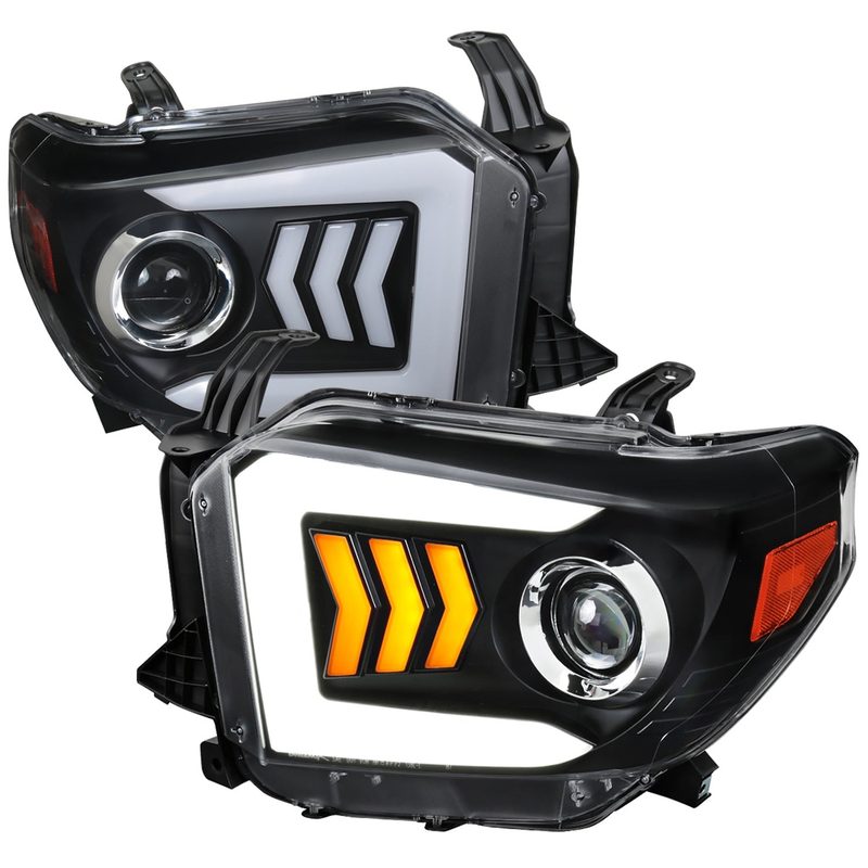 2014-2021 Toyota Tundra LED CBar Projector Headlights Arrow Turn Signals Black