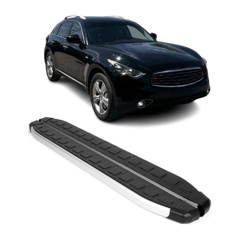 2003-2008 Infiniti FX35 Running Boards Side Steps Silver & Black
