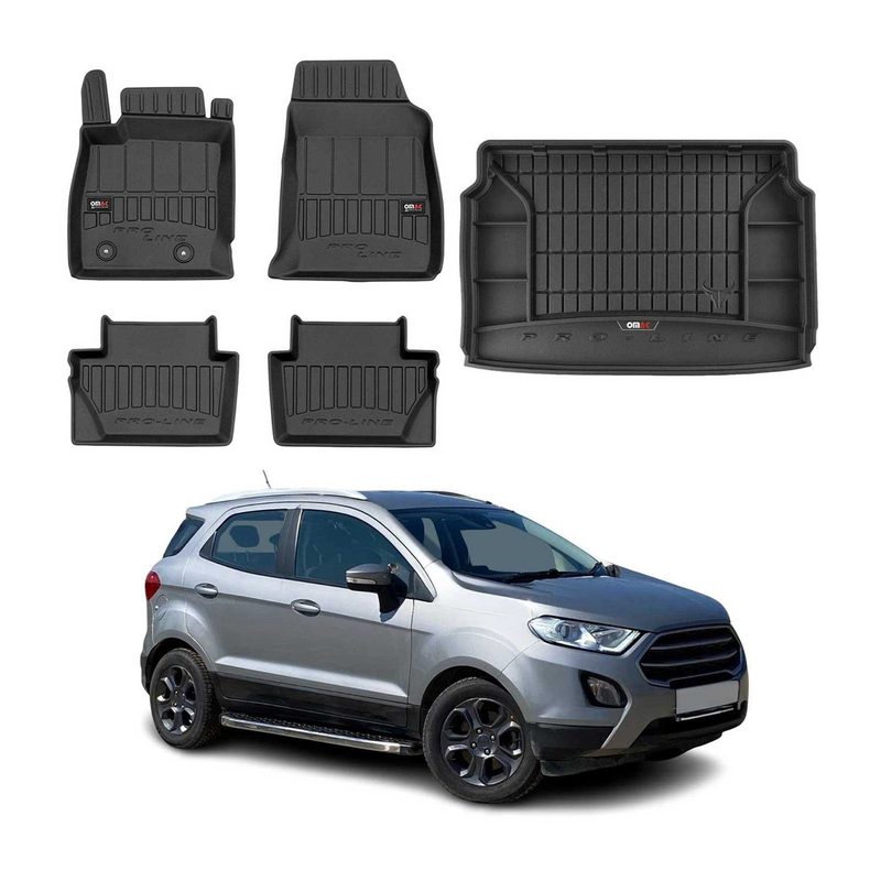 2018-2022 Ford EcoSport Premium Floor Mats & Cargo Liner Full Set All Weather Heavy Duty Black