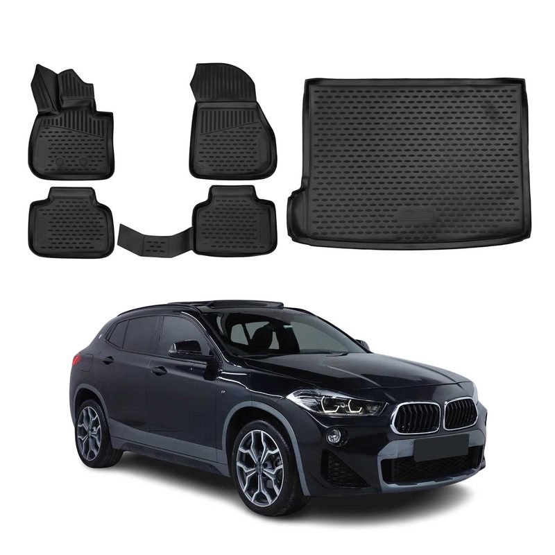 2018-2023 BMW X2 F39 Floor Mats & Cargo Liner Full Set All Weather Black