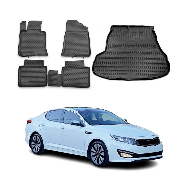 2011-2015 Kia Optima Floor Mats & Cargo Liner Full Set All Weather Black