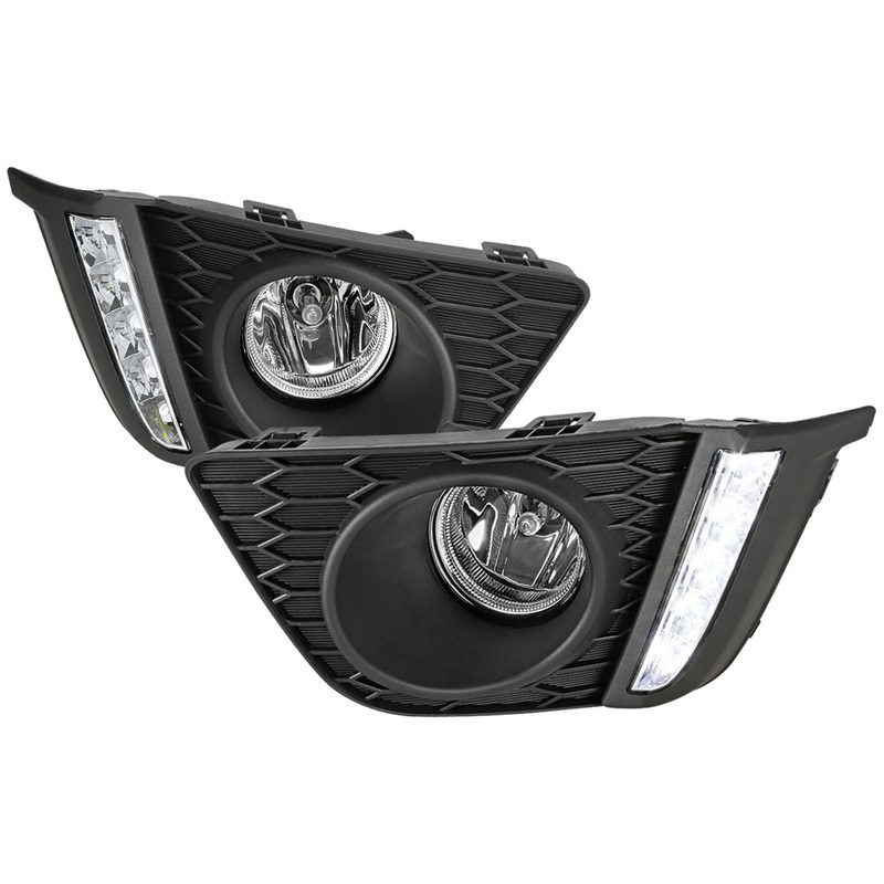 2015-2017 Honda Fit 12V/55W H11 Fog Lights w/ LED Light Strip Chrome/Clear