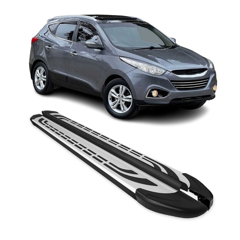 2011-2016 Kia Sportage Running Boards Side Steps Silver & Black