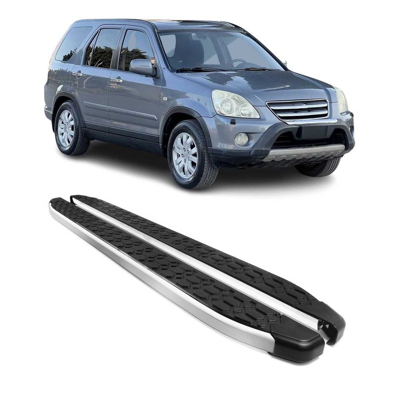 2002-2006 Honda CR-V Running Boards Side Steps Silver & Black