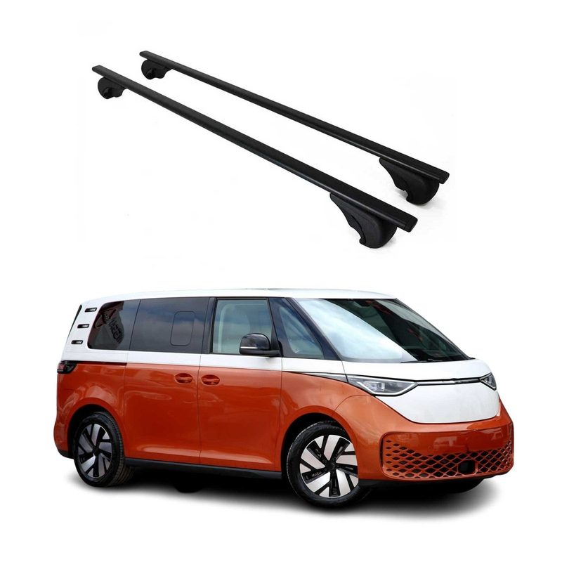 Roof Rack Luggage Carrier Cross Bars Steel for VW ID. Buzz 2025-2026 Black 2 Pcs