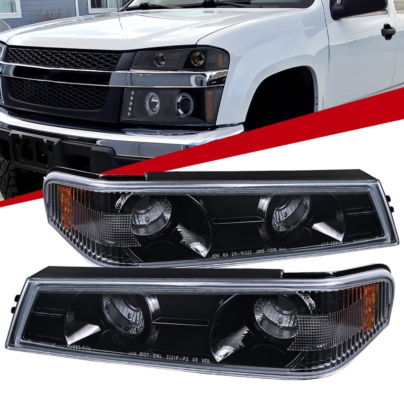 2004-2012 Chevy Colorado / GMC Canyon Corner Lights Glossy Black/Smoke Lens