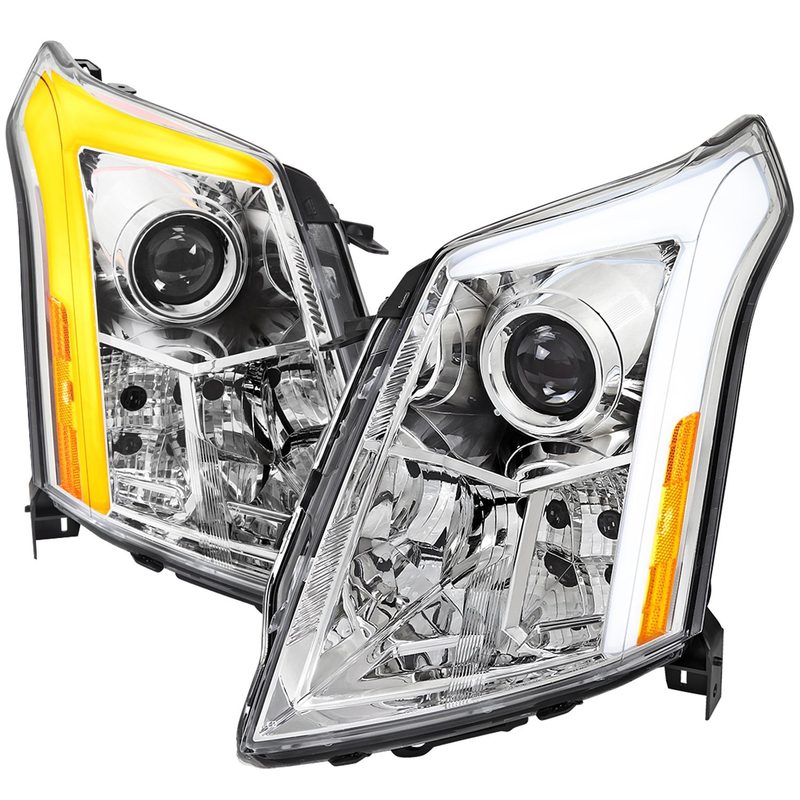 2010-2016 Cadillac SRX Projector Headlights Turn Signal LED Bar Chrome