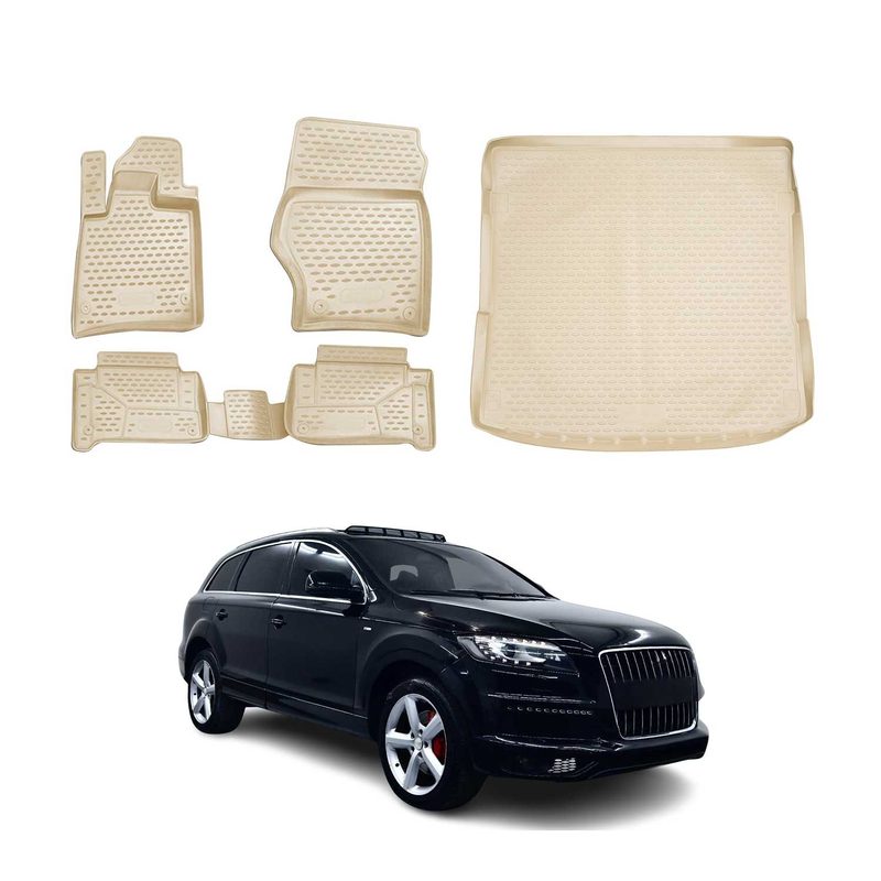 2007-2015 Audi Q7 Floor Mats & Cargo Liner Full Set All Weather Beige
