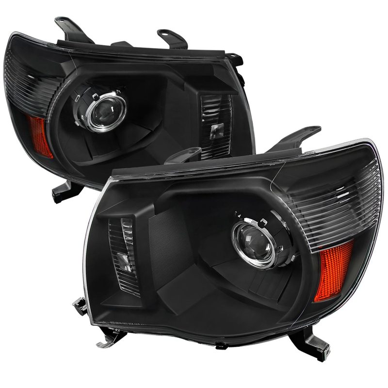 2005-2011 Toyota Tacoma Retro Style Projector Headlights Matte Black/Clear
