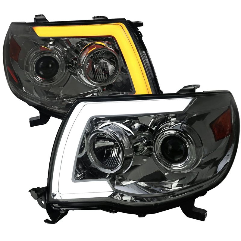 2005-2011 Toyota Tacoma LED Bar Projector Headlights Turn Signal Lights Smoke