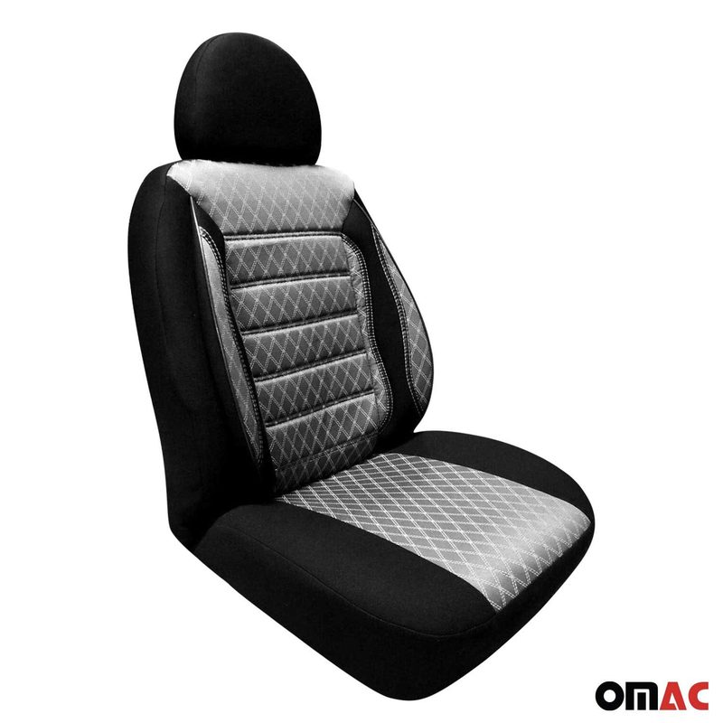 OMAC Universal Semi Custom Front Car Seat Cover Protector Gray-Black Polycotton