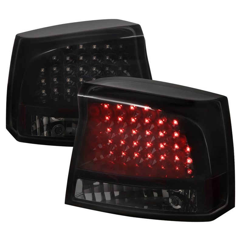 2005-2008 Dodge Charger LED Tail Lights Glossy Black Housing/Smoke Lens