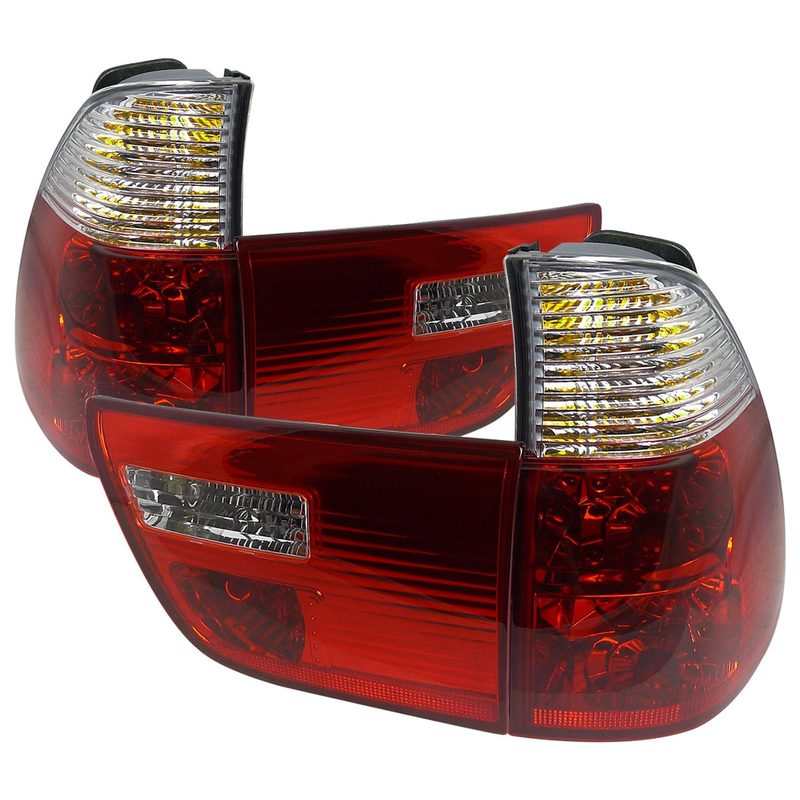 2000-2006 BMW E53 X5 Tail Lights Chrome Housing/Red Clear Lens