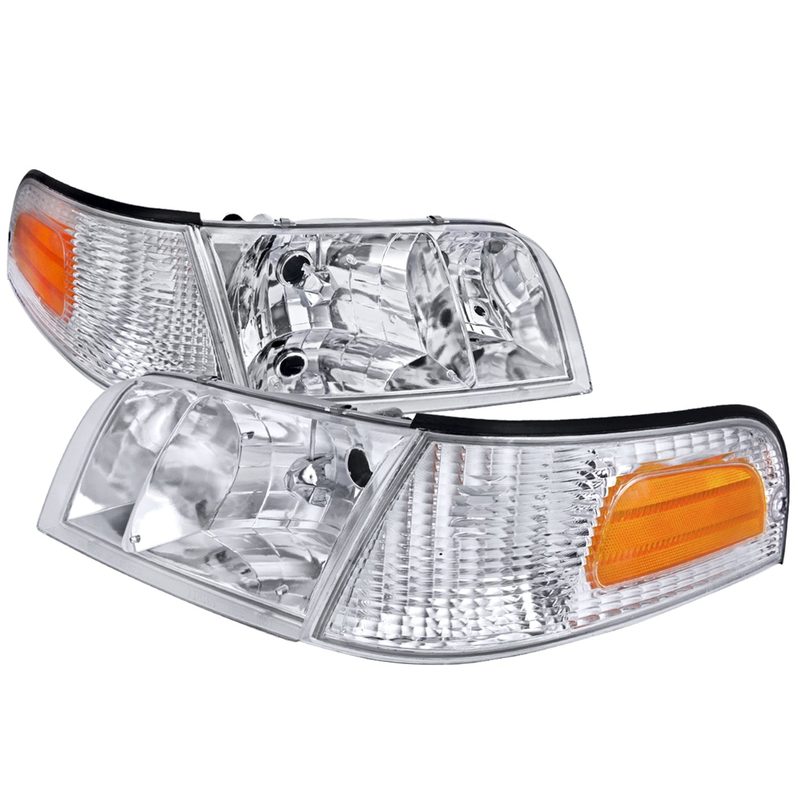 1998-2011 Ford Crown Victoria Factory Headlights Corner Signal Lights Chrome