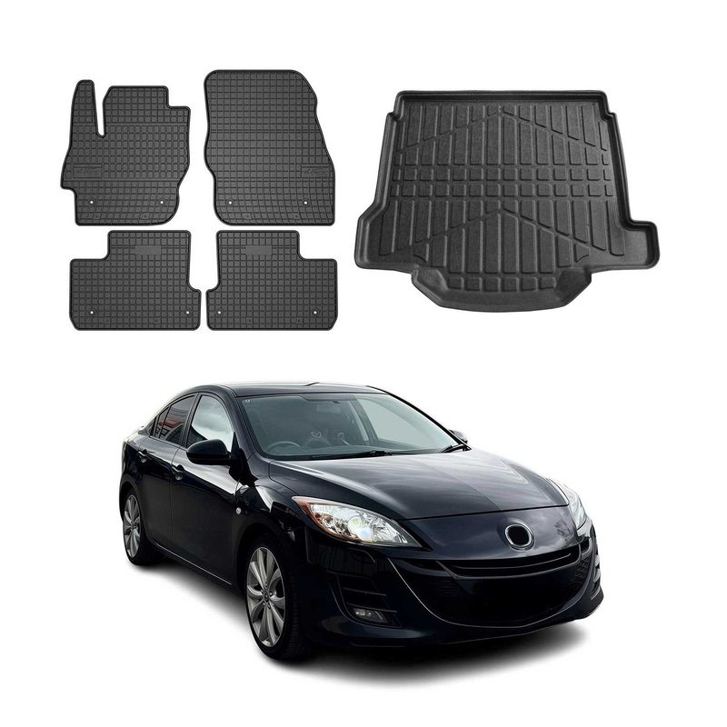 Floor Mats Cargo Liner Set for Mazda 3 2010-2013 Sedan All-Weather TPE
