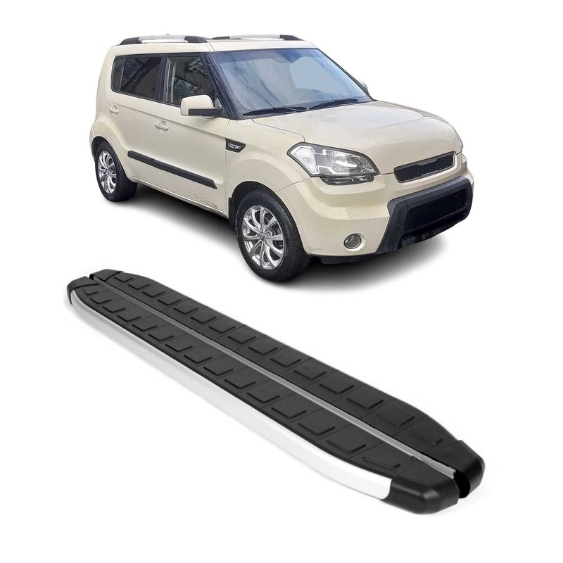 2010-2013 Kia Soul Running Boards Side Steps Silver & Black