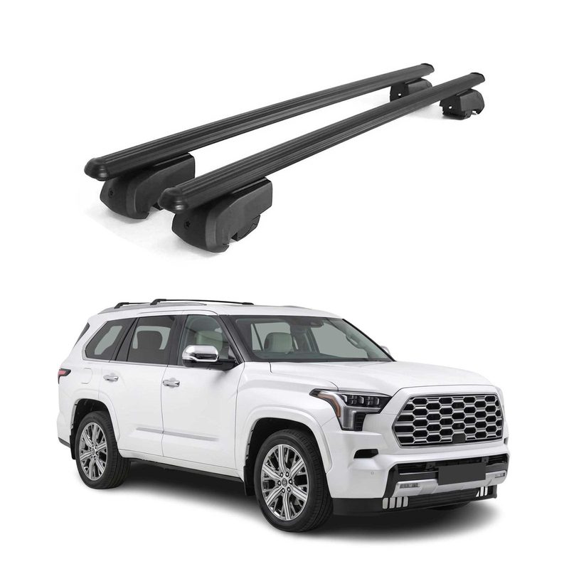 Lockable Roof Rack Cross Bars Luggage Carrier for Toyota Sequoia 2023-2026 Black