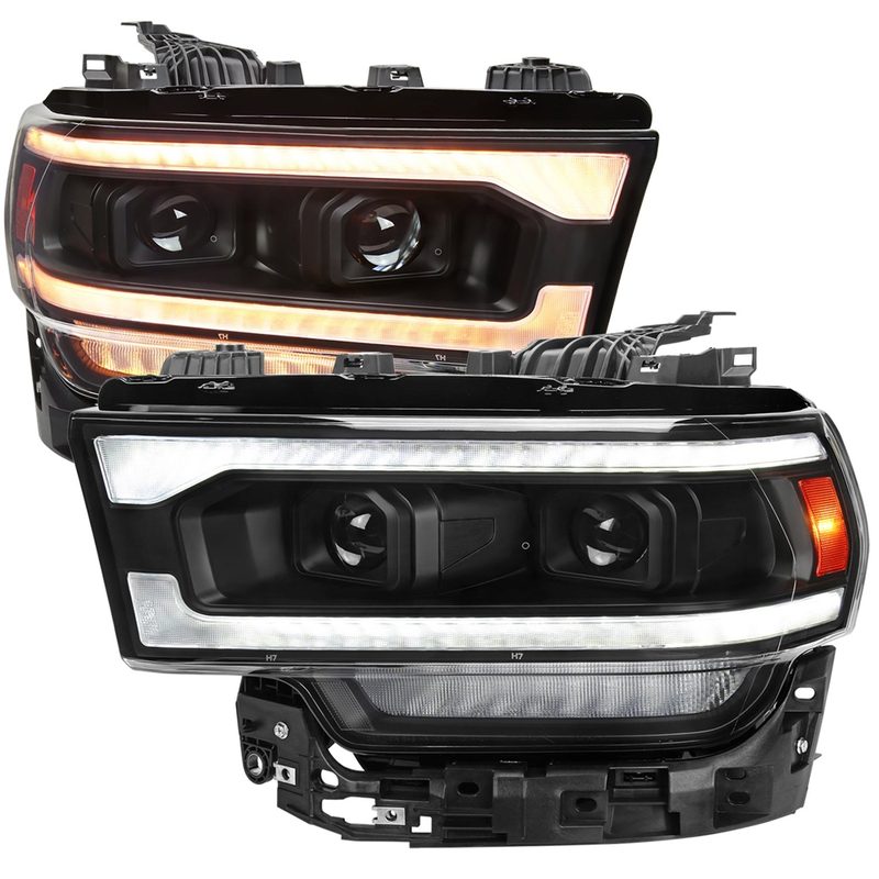 2019-2024 Dodge RAM 2500/3500/4500/5500 LED Signal Projector Headlights Black